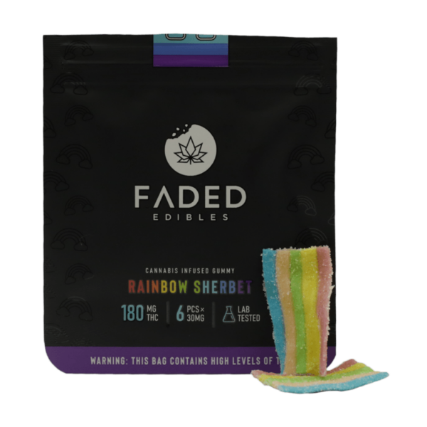 Faded Edibles – Rainbow Sherbet – 180mg | Herb Approach Canada