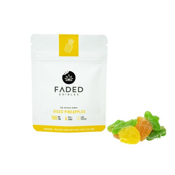 Faded Edibles – CBD 150mg Diced Pineapples | Herb Approach Canada