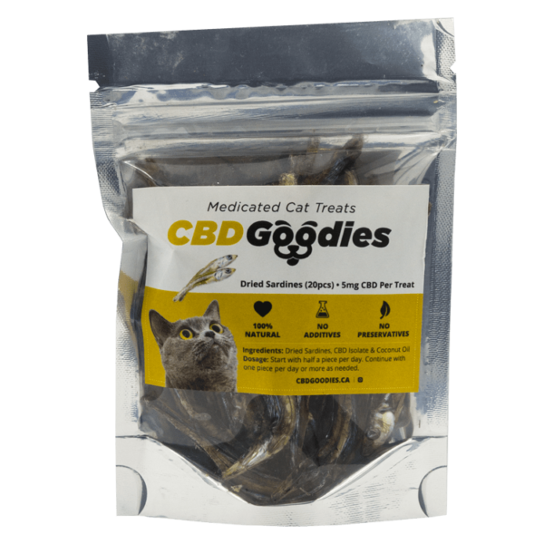 CBD Goodies – Medicated Cat Treats – Dried Sardines – 100mg CBD | Herb Approach Canada