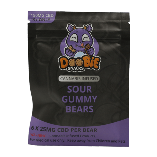 Doobie Snacks – CBD Sour Gummy Bears – 150mg CBD | Herb Approach Canada