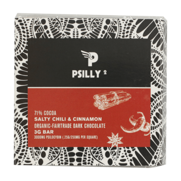 Psilly – Dark Chocolate Bar – Salty Chili & Cinnamon | Herb Approach Canada