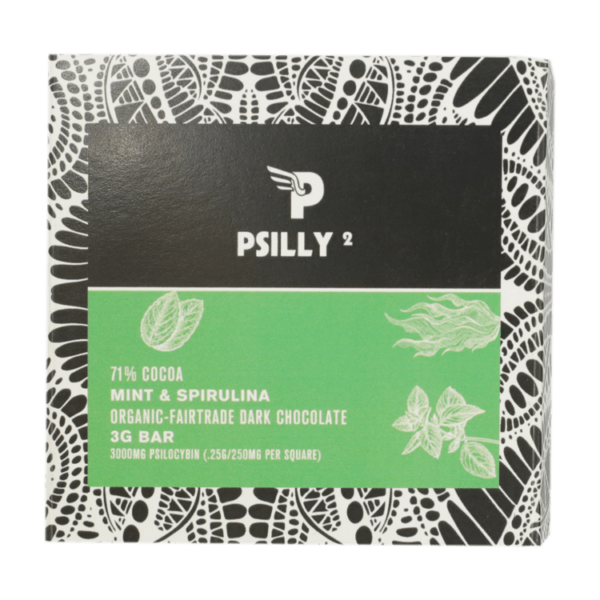 Psilly – Dark Chocolate Bar – Mint & Spirulina | Herb Approach Canada