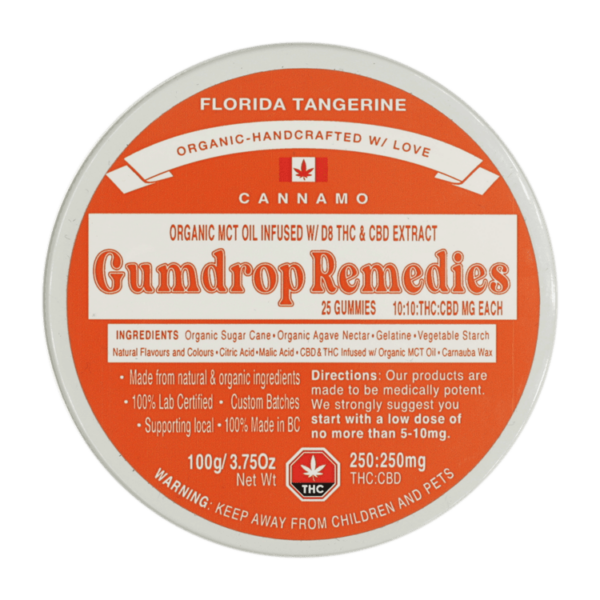 Gumdrop Remedies – Florida Tangerine 1:1 Gummies – 250mg THC/250mg CBD | Herb Approach Canada