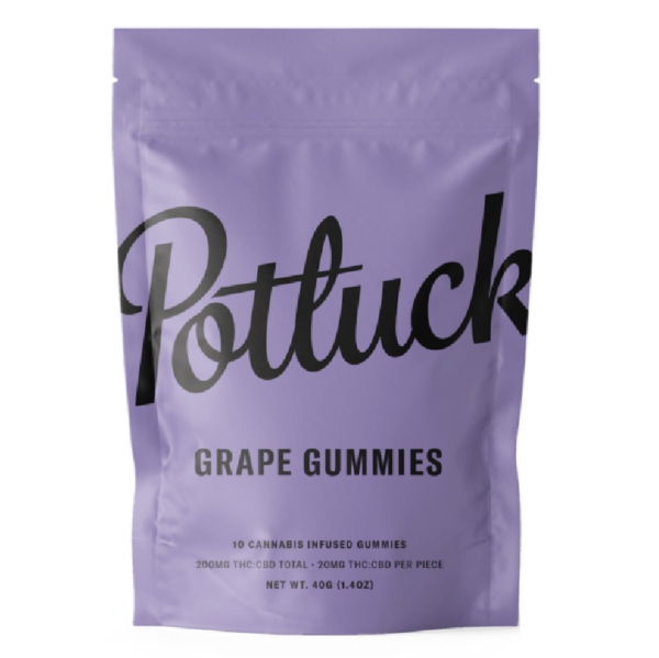 Potluck Extracts – Grape Gummies (1:1) – 100mg THC / 100mg CBD | Herb Approach Canada