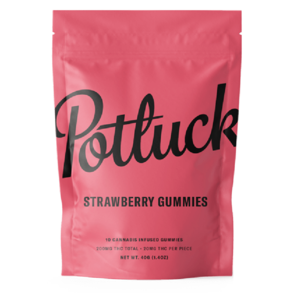 Potluck Extracts – Strawberry Gummies – 200mg THC | Herb Approach Canada